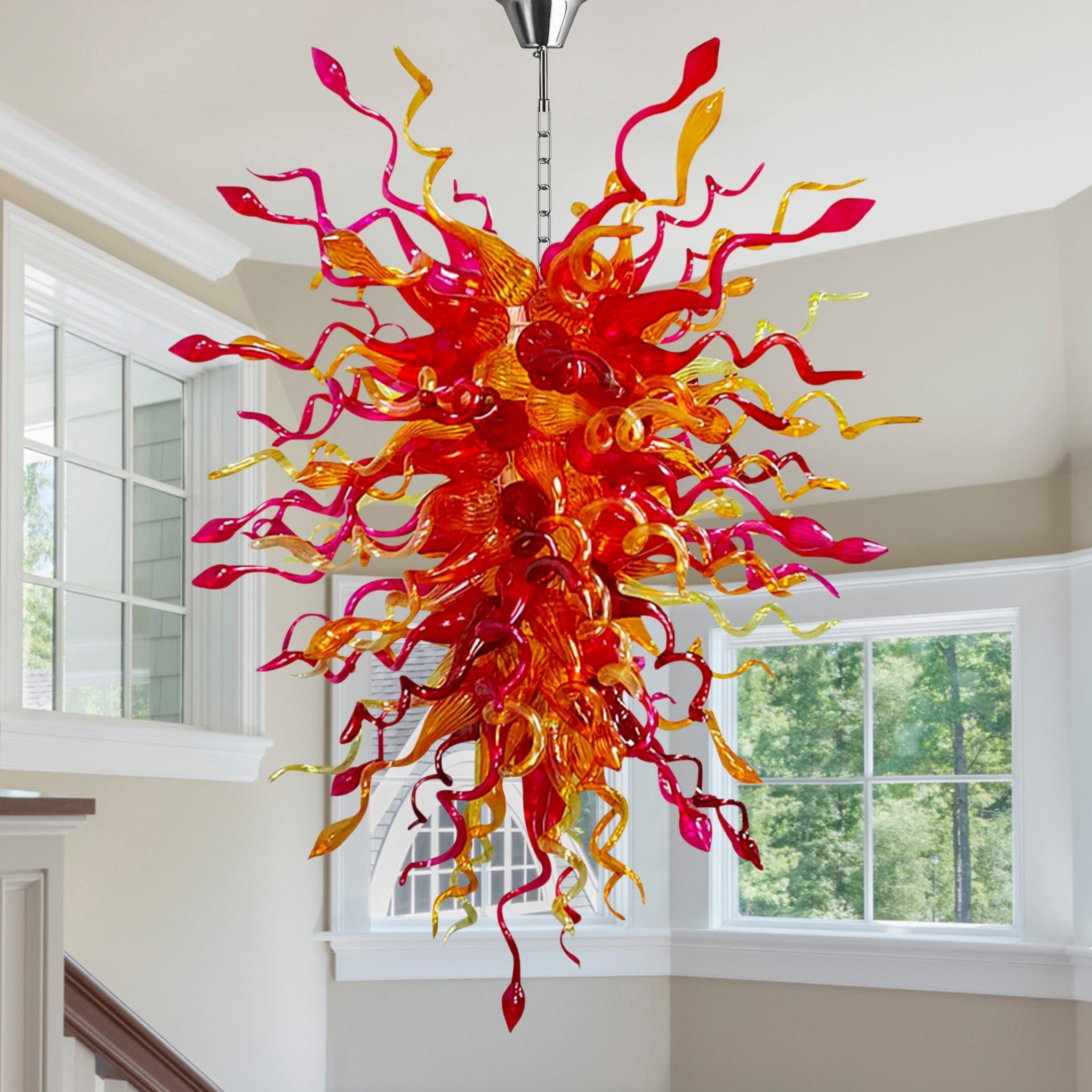 Sunset Hues Hand Blown Glass Chandelier - Fiery Artistic Lighting Zweitbild