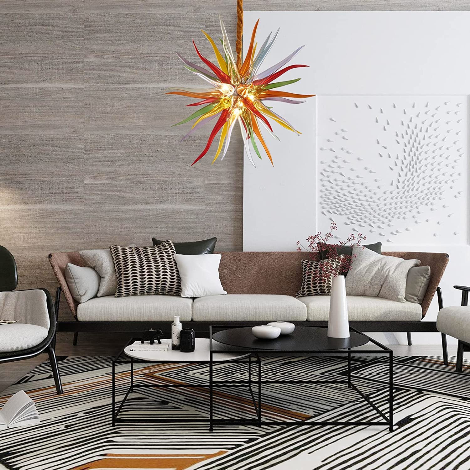 Supernova Artisan Sputnik Blown Glass Chandelier - Vibrant Multi-Color - BeyPan