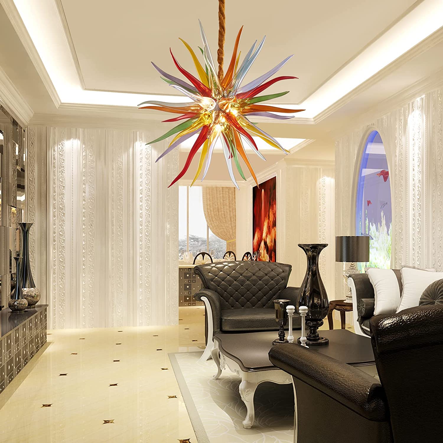 Supernova Artisan Sputnik Blown Glass Chandelier - Vibrant Multi-Color Zweitbild
