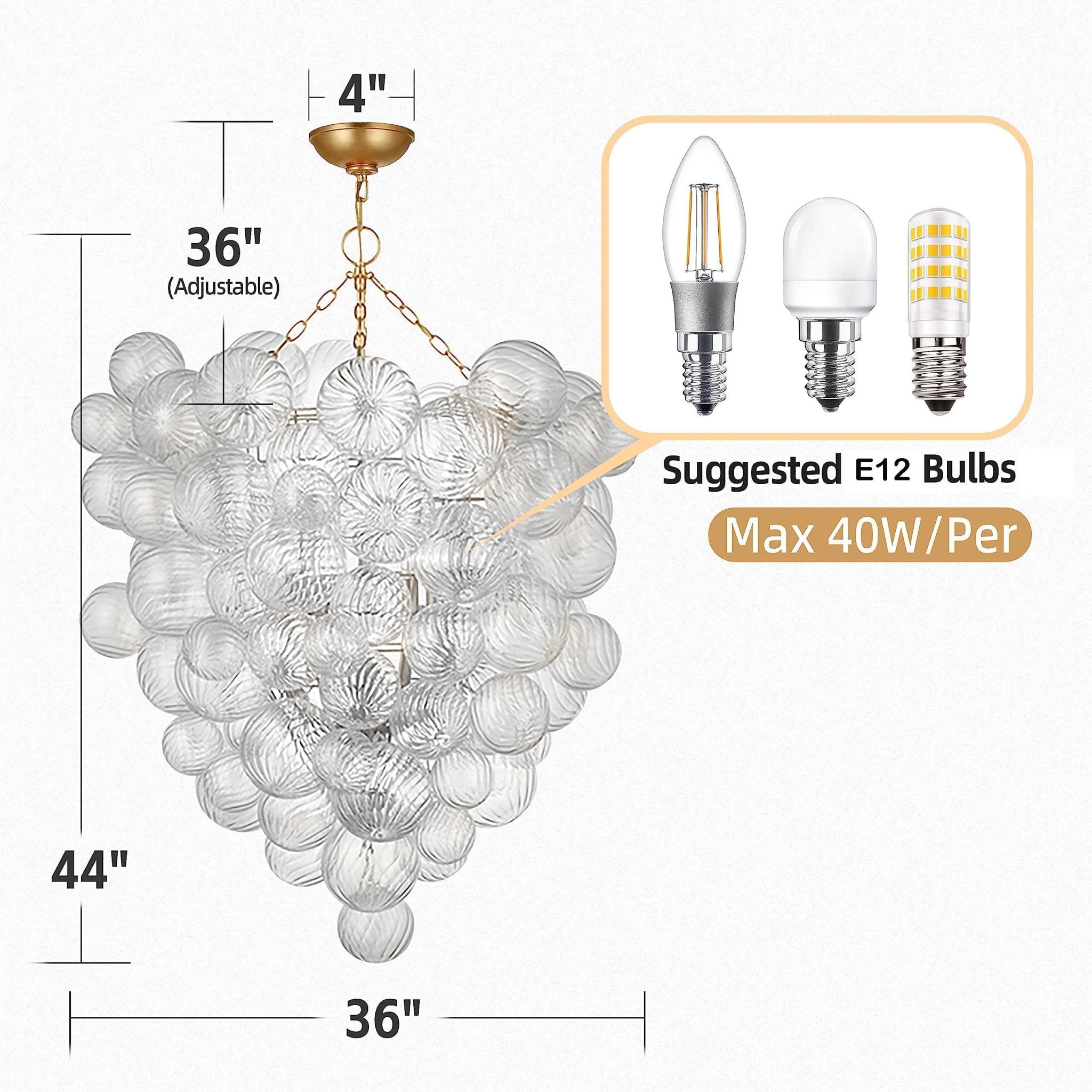 Talia Style Bubbles Chandelier Clear Ball Ribbed Texture Zweitbild