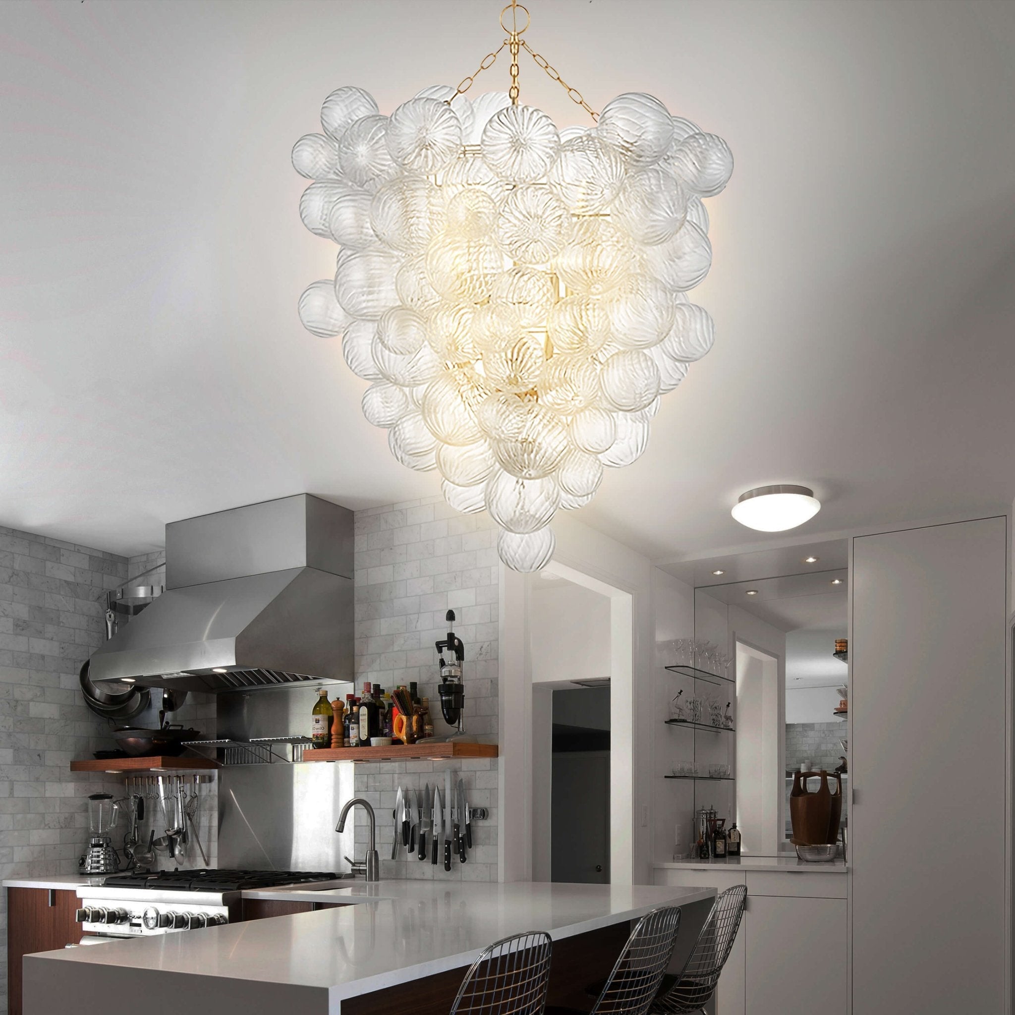 Talia Style Bubbles Chandelier Clear Ball Ribbed Texture - BeyPan