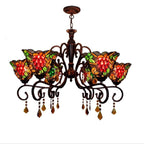 Tiffany Style Grape Chandelier - Stained Glass 6-Light Ceiling Fixture - BeyPan