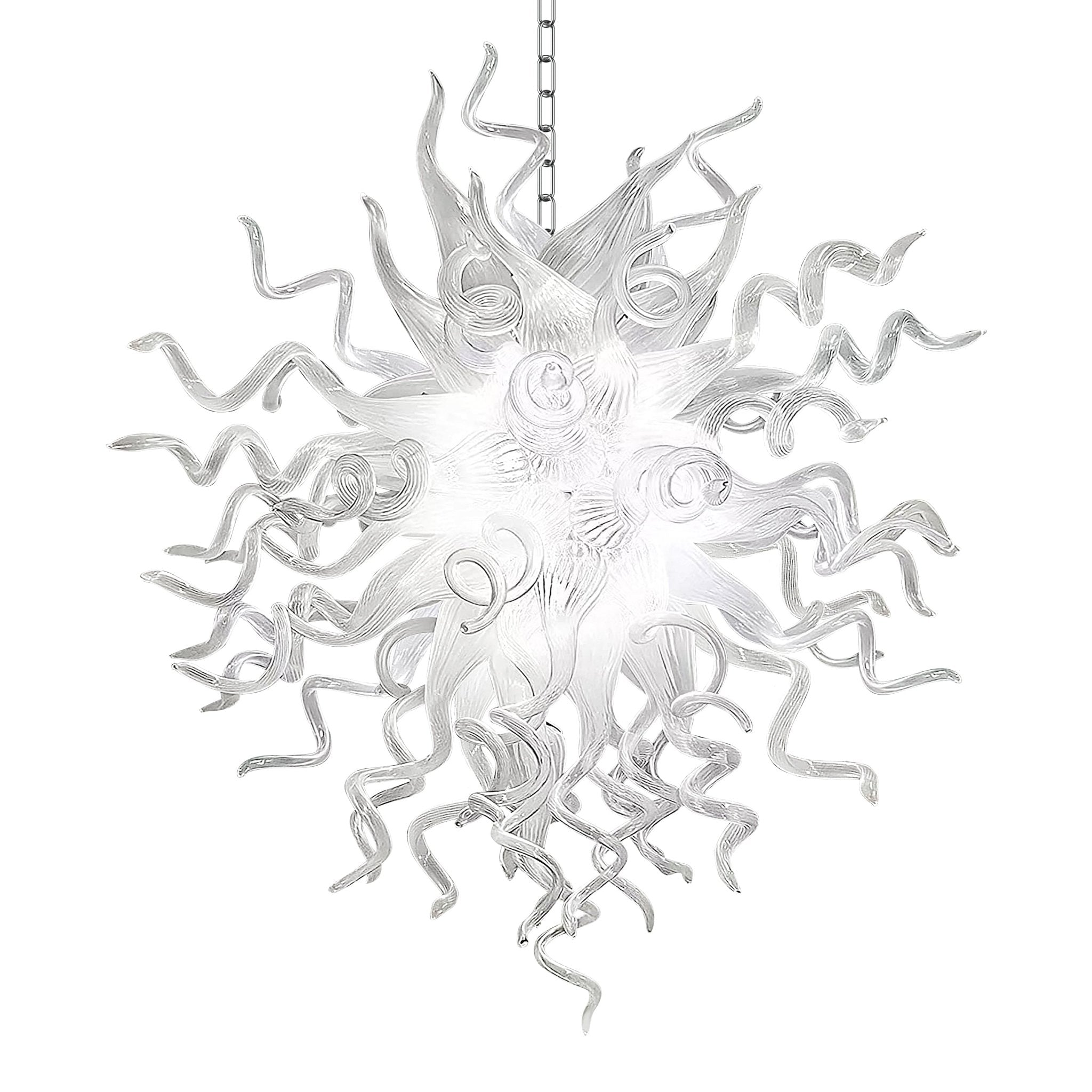 Translucent White Opal Art Glass Pendant Light Sculptural Modern Ceiling Fixture Chihuly Style Hand Blown Glass Chandelier Zweitbild
