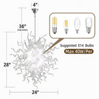 Translucent White Opal Art Glass Pendant Light Sculptural Modern Ceiling Fixture Chihuly Style Hand Blown Glass Chandelier - BeyPan