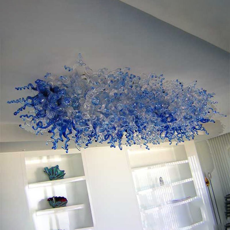 Tripping The Light Blown Glass Chandelier Blue And Clear - BeyPan