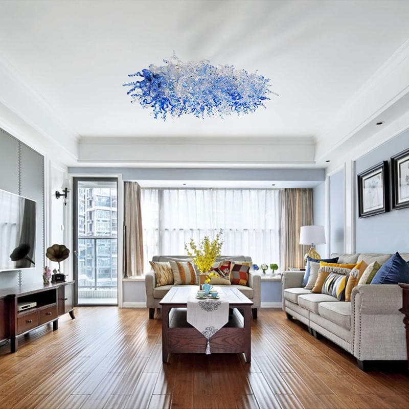 Tripping The Light Blown Glass Chandelier Blue And Clear - BeyPan