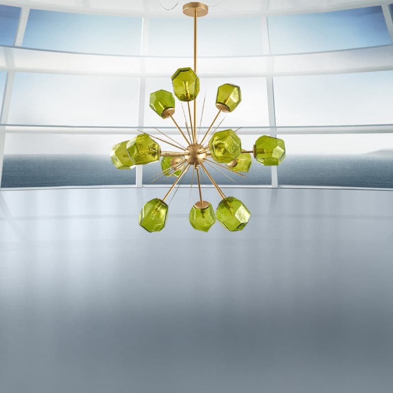 Veridian Jewel Sputnik Chandelier - Faceted Emerald Glass Shades - BeyPan Hauptbild
