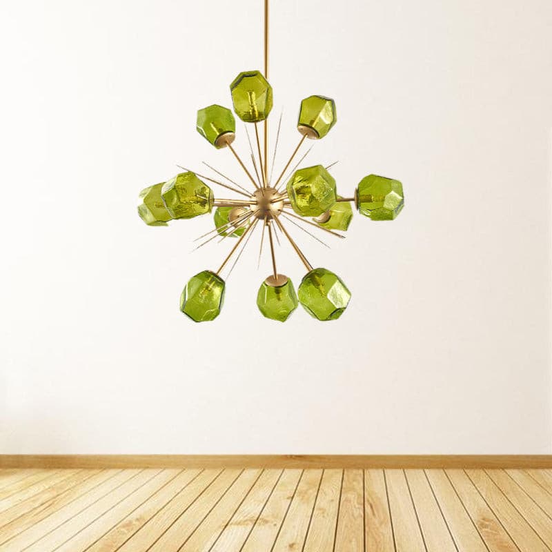 Veridian Jewel Sputnik Chandelier - Faceted Emerald Glass Shades Zweitbild