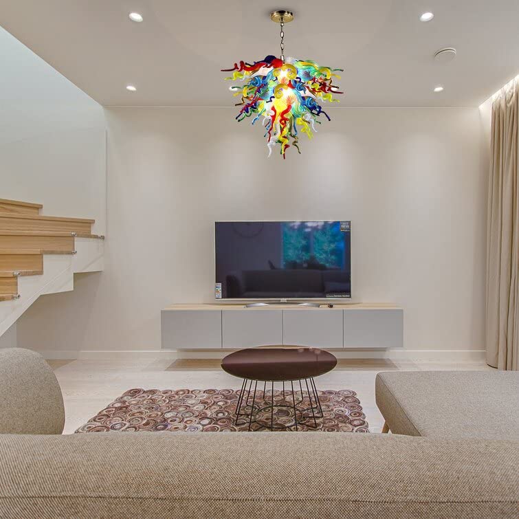 Vibrant Artistic Hand Blown Glass Chandelier - Modern Colorful Lighting - BeyPan