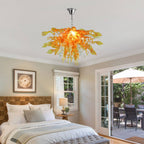 Vibrant Golden And Clear Hand Blown Glass Chandelier - Artistic Pendant Light - BeyPan