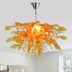 Vibrant Golden And Clear Hand Blown Glass Chandelier - Artistic Pendant Light - BeyPan