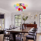 Vibrant Modernity: Hand-Blown Multi-Color Striped Glass "Bubbles" Chandelier - BeyPan