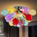 Vibrant Modernity: Hand-Blown Multi-Color Striped Glass "Bubbles" Chandelier - BeyPan