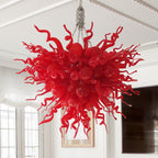 Vibrant Red Hand Blown Art Glass Chandelier - Modern Statement Lighting - BeyPan