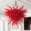 Vibrant Red Hand Blown Art Glass Chandelier - Modern Statement Lighting - BeyPan