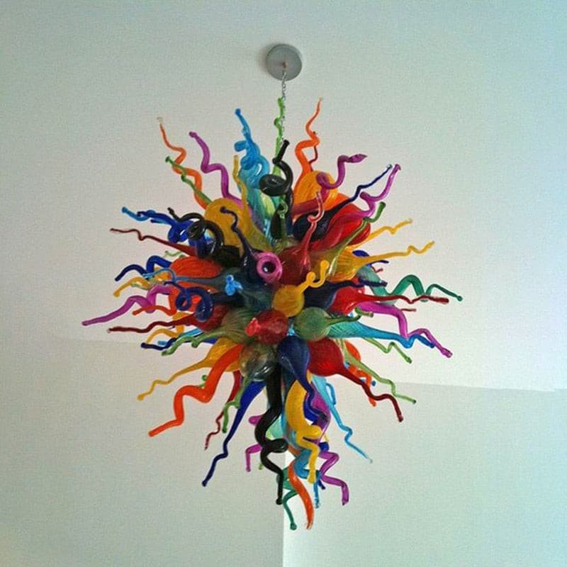 Vibrant Spectrum Murano Style Glass Chandelier - Modern Hand-Blown Multi-Color - BeyPan Hauptbild