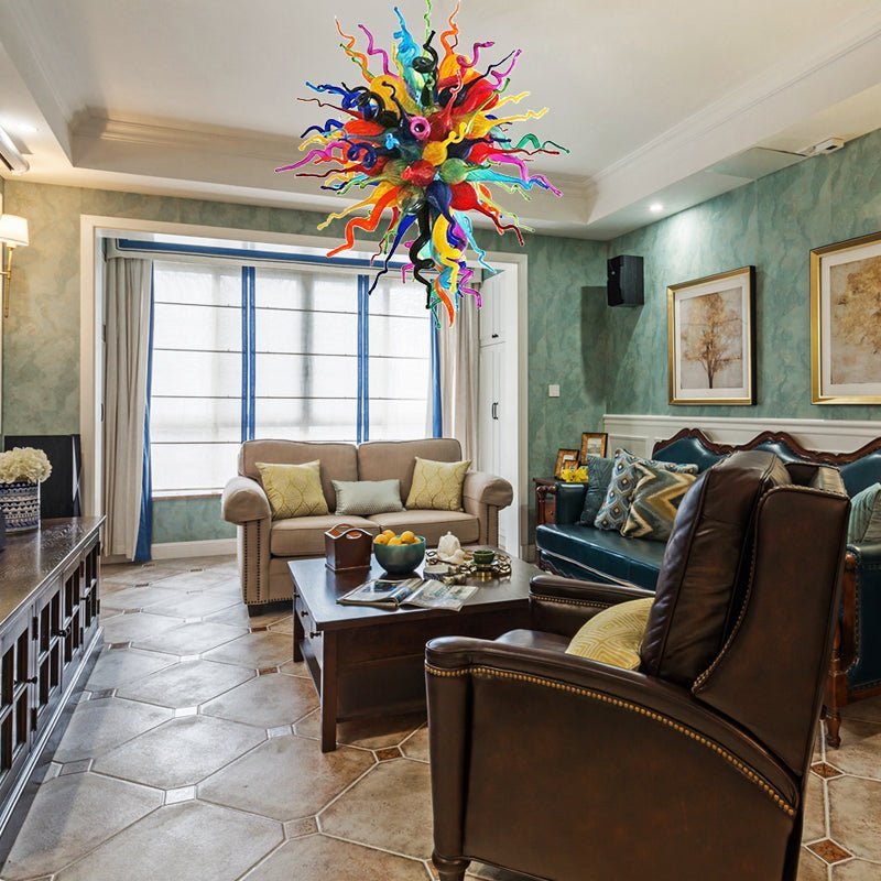 Vibrant Spectrum Murano Style Glass Chandelier - Modern Hand-Blown Multi-Color Zweitbild