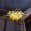 Vibrant Yellow Bloom Artisan Glass Chandelier - Clear and Bright Yellow With Red Tip - BeyPan