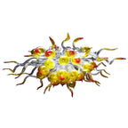 Vibrant Yellow Bloom Artisan Glass Chandelier - Clear and Bright Yellow With Red Tip - BeyPan