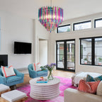 Vintage Rainbow Murano Style Glass Prisms Tiered Chandelier - BeyPan