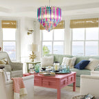 Vintage Rainbow Murano Style Glass Prisms Tiered Chandelier - BeyPan
