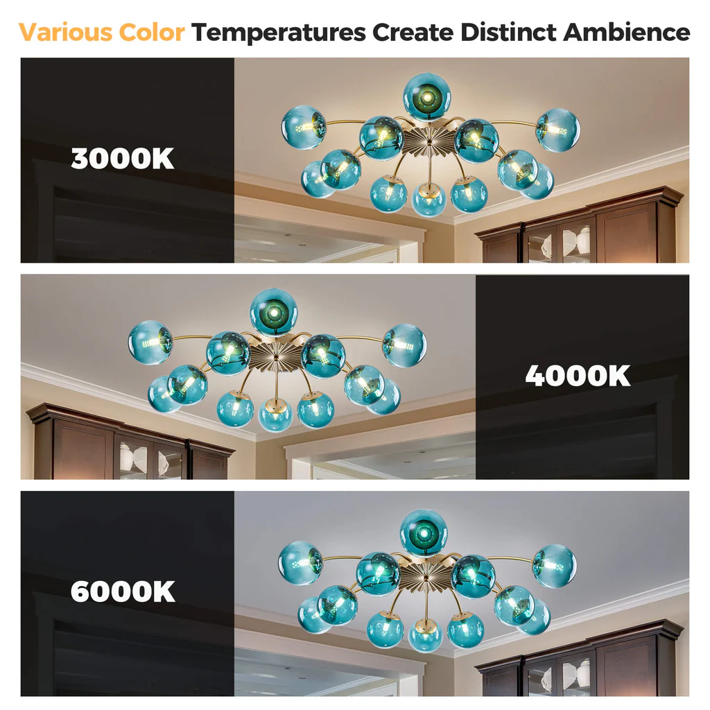 Warm White vs Neutral White Lighting Comparison for Teal Glass Ceiling Light