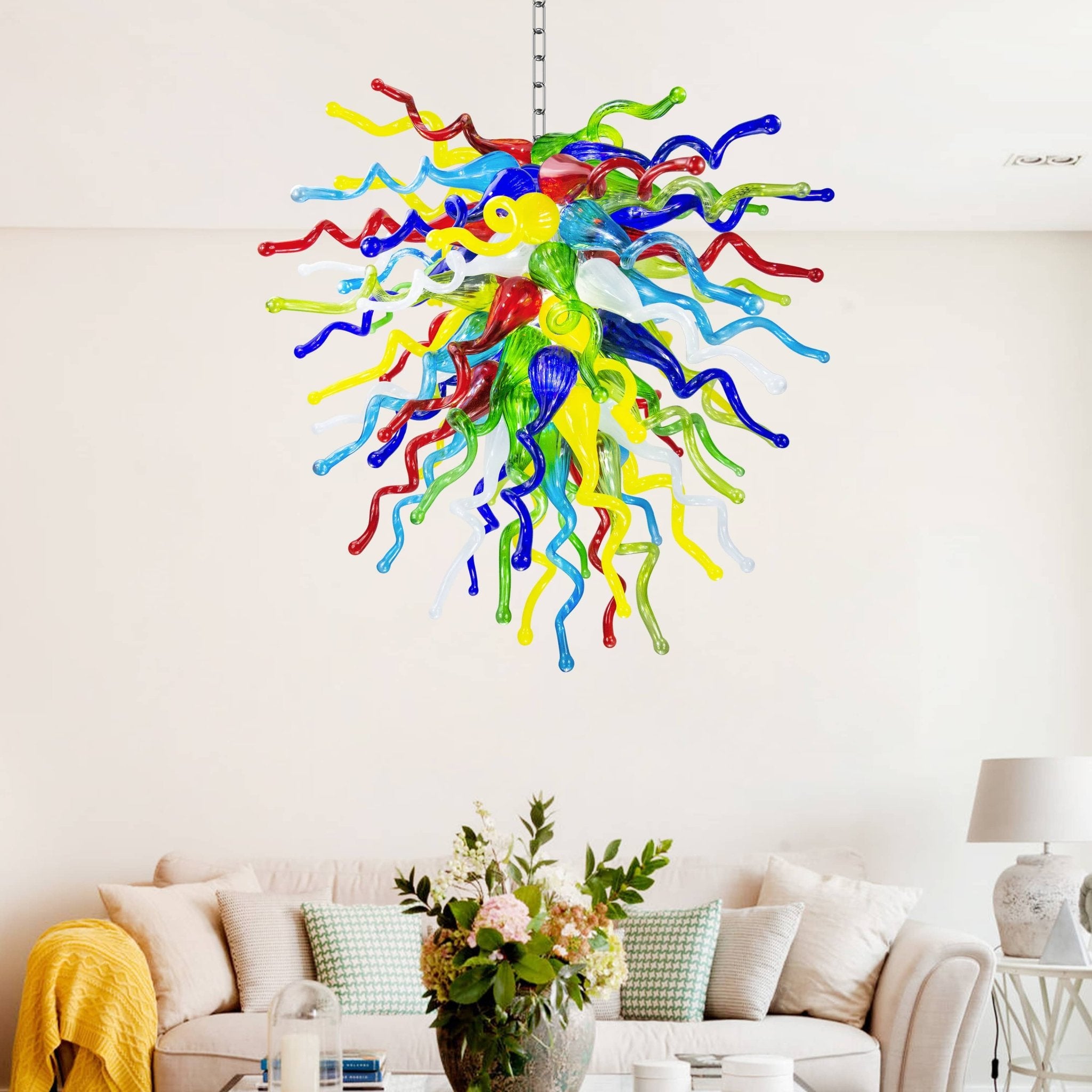 Whimsical Multi-Colors Hand Blown Glass Chandelier - Vibrant Artistic Lighting Zweitbild