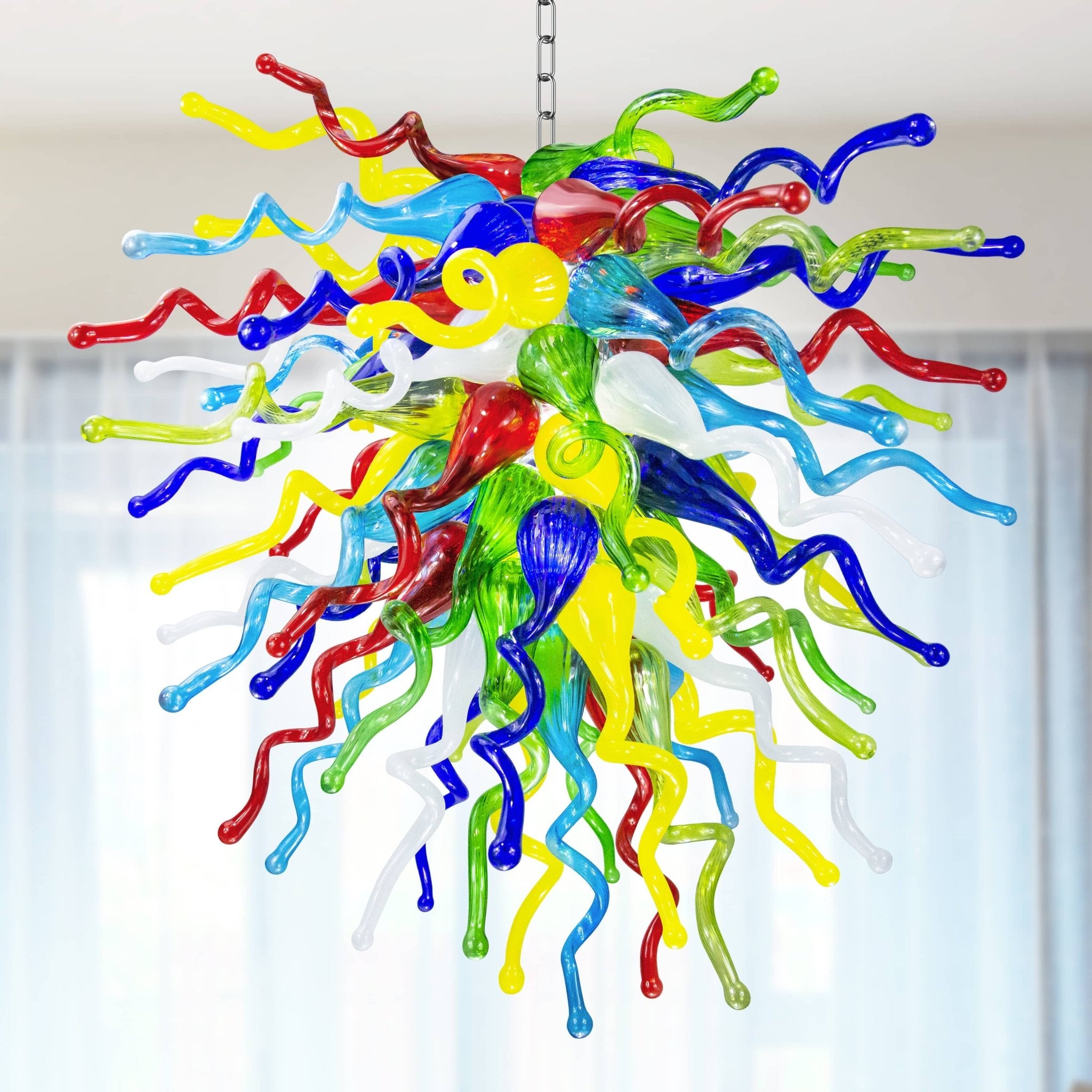 Whimsical Multi-Colors Hand Blown Glass Chandelier - Vibrant Artistic Lighting - BeyPan Hauptbild
