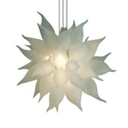 White Frosted Petal Blown Glass Chandelier – Handcrafted Artisan Art Glass Lighting - BeyPan