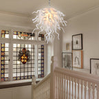 Winter Brilliance Murano Style Glass Chandelier - Modern Hand-Blown White - BeyPan