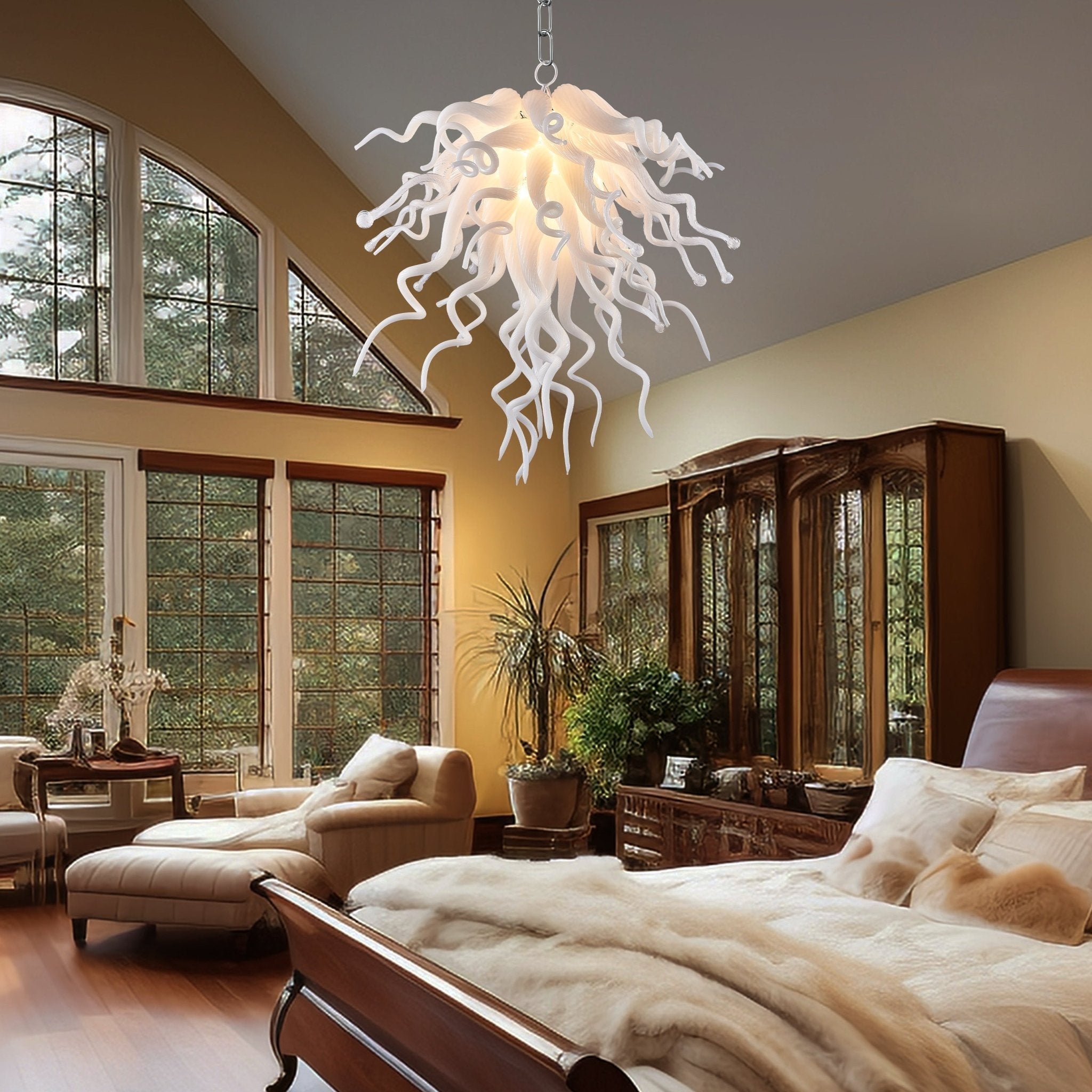 Winter Brilliance Murano Style Glass Chandelier - Modern Hand-Blown White Zweitbild