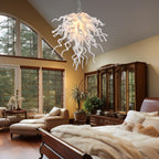 Winter Brilliance Murano Style Glass Chandelier - Modern Hand-Blown White - BeyPan