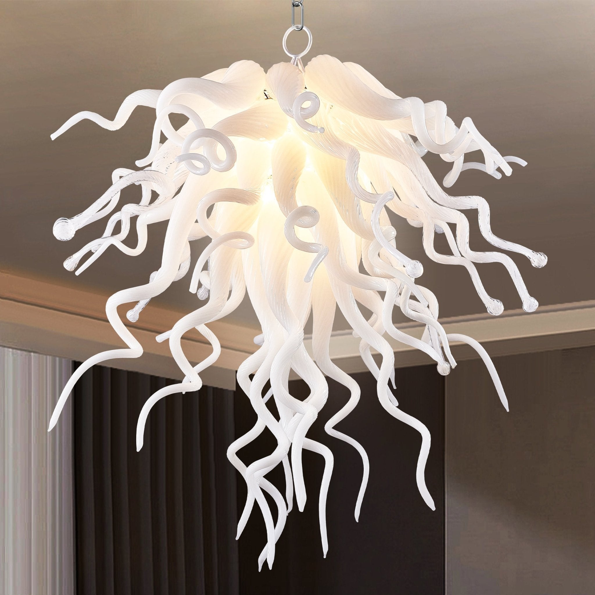 Winter Brilliance Murano Style Glass Chandelier - Modern Hand-Blown White - BeyPan Hauptbild