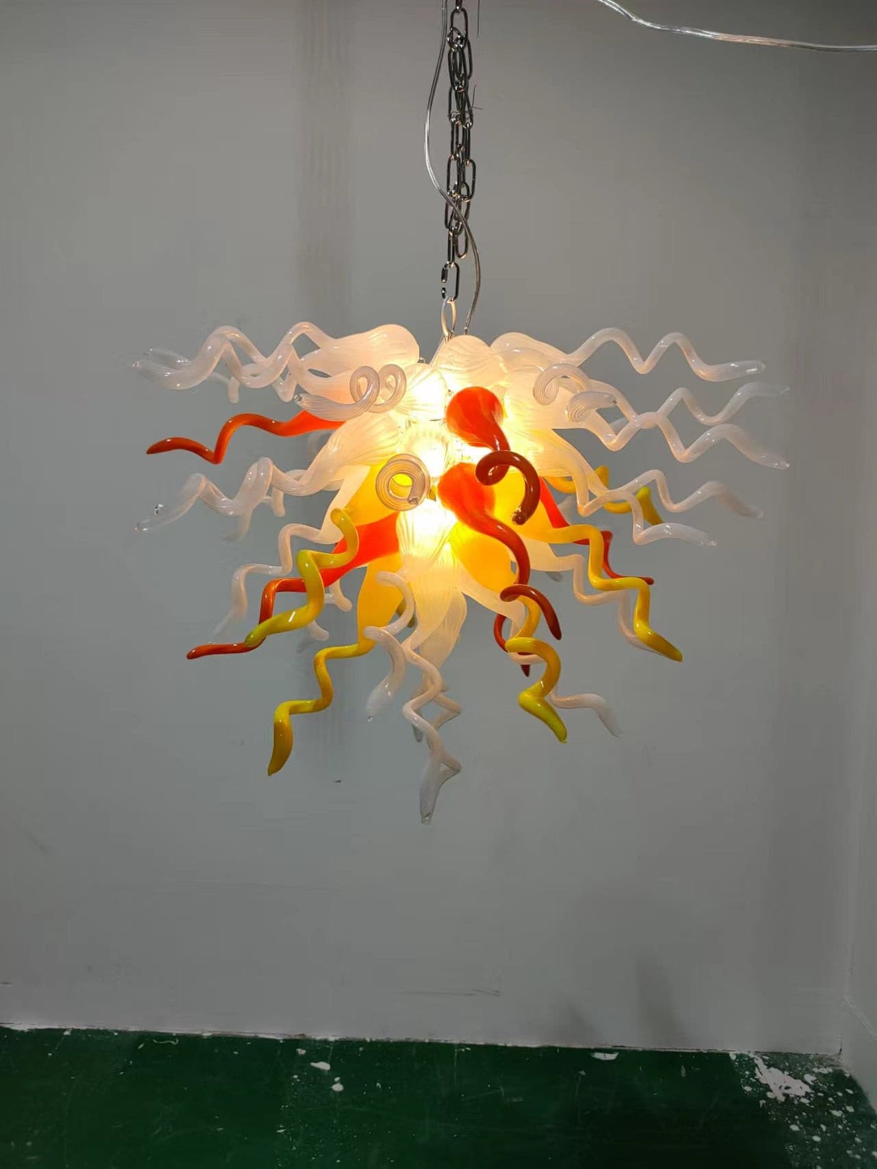 Yellow Orange & Frost - Hand-Blown Art Glass Chandelier - BeyPan Hauptbild