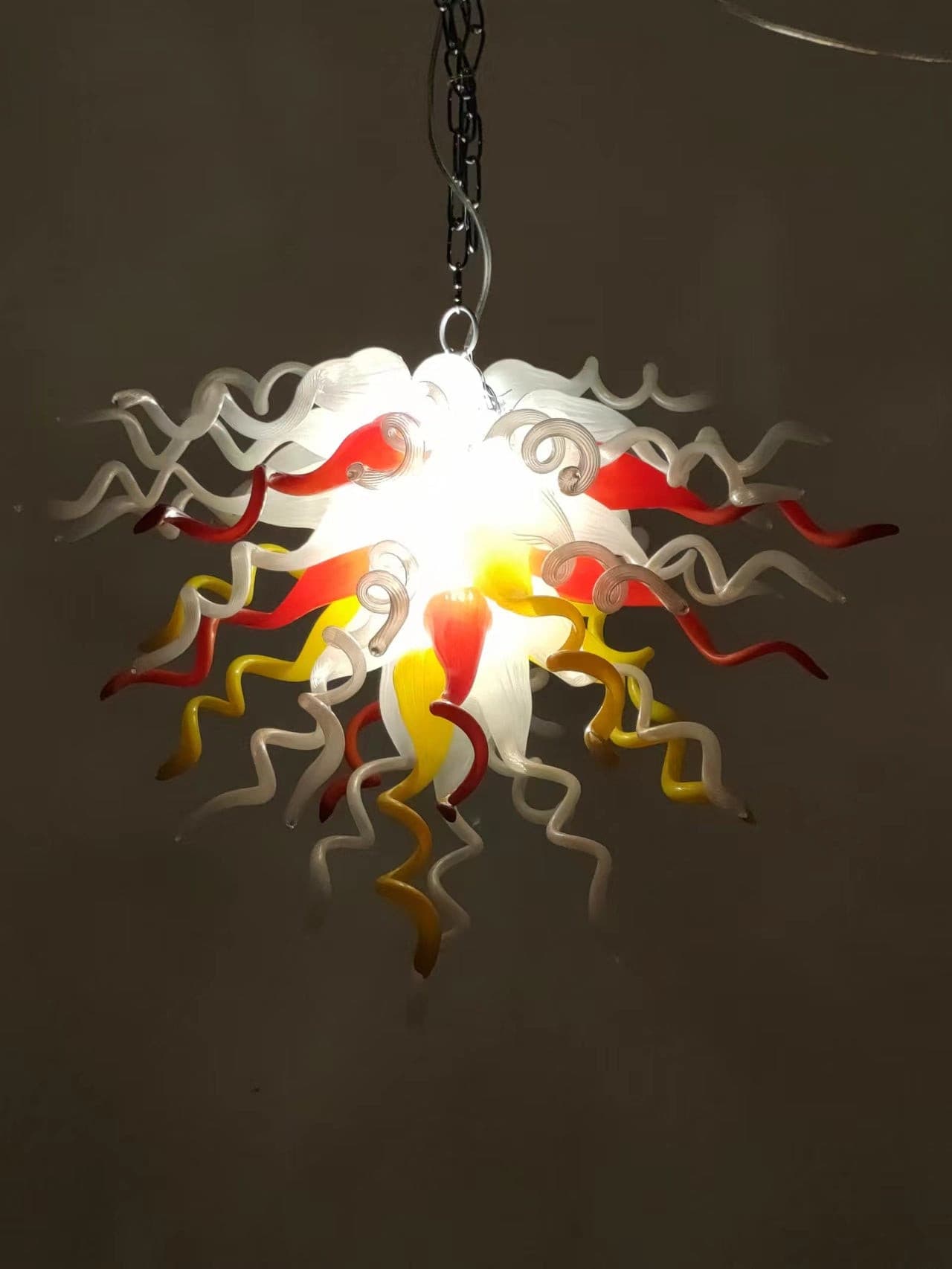Yellow Orange & Frost - Hand-Blown Art Glass Chandelier Zweitbild